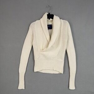 American Eagle Sweater Pullover Womens Small White Chunky Cozy Shawl Minimal